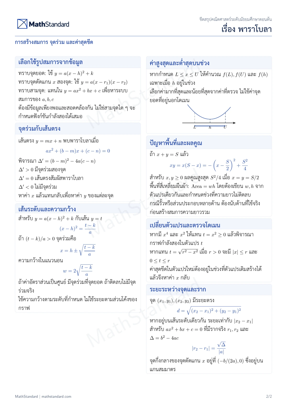 ชีตสรุป พาราโบลา หน้า 2